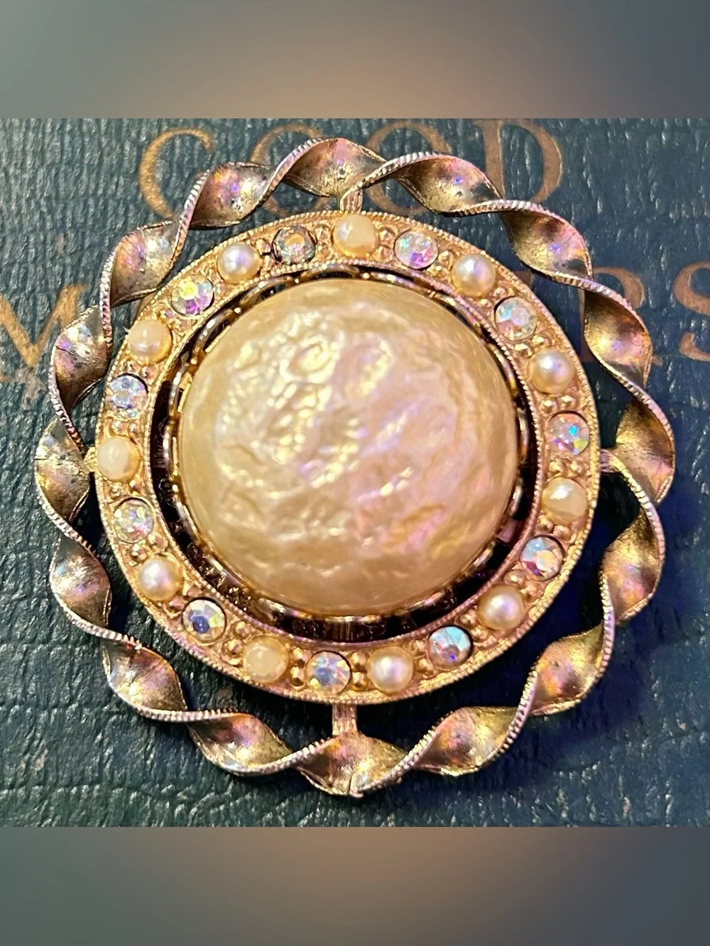 Miriam Haskell Vintage Baroque Faux Pearl Brooch Unsigned